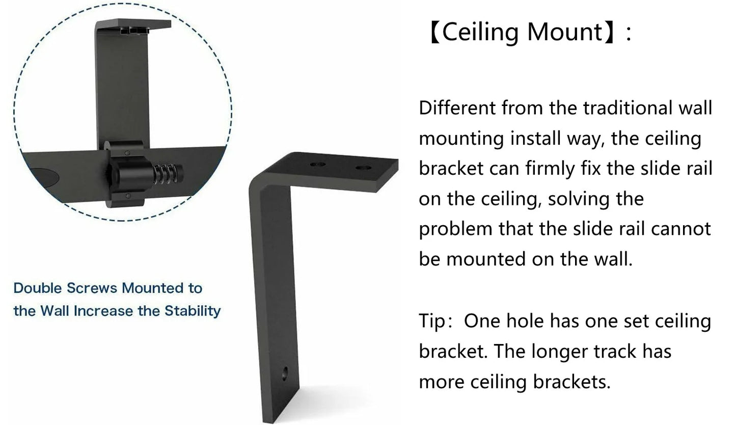 CCJH Sliding Barn Door Hardware Kit Ceiling Mount Sliding Door Track Accessory Kit Double Sliding Interior Door I Shape
