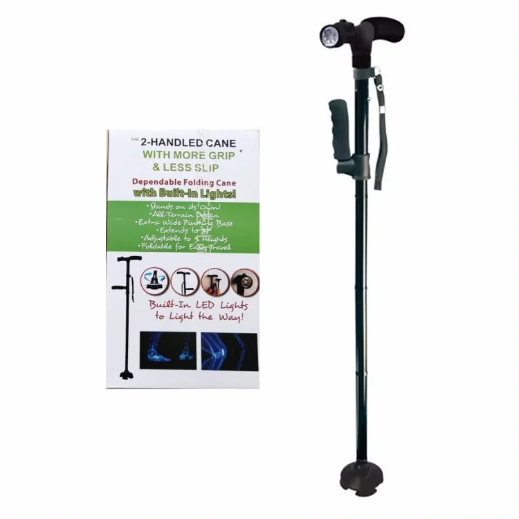 Folding Walking Stick With LED Light Adjustable Cane