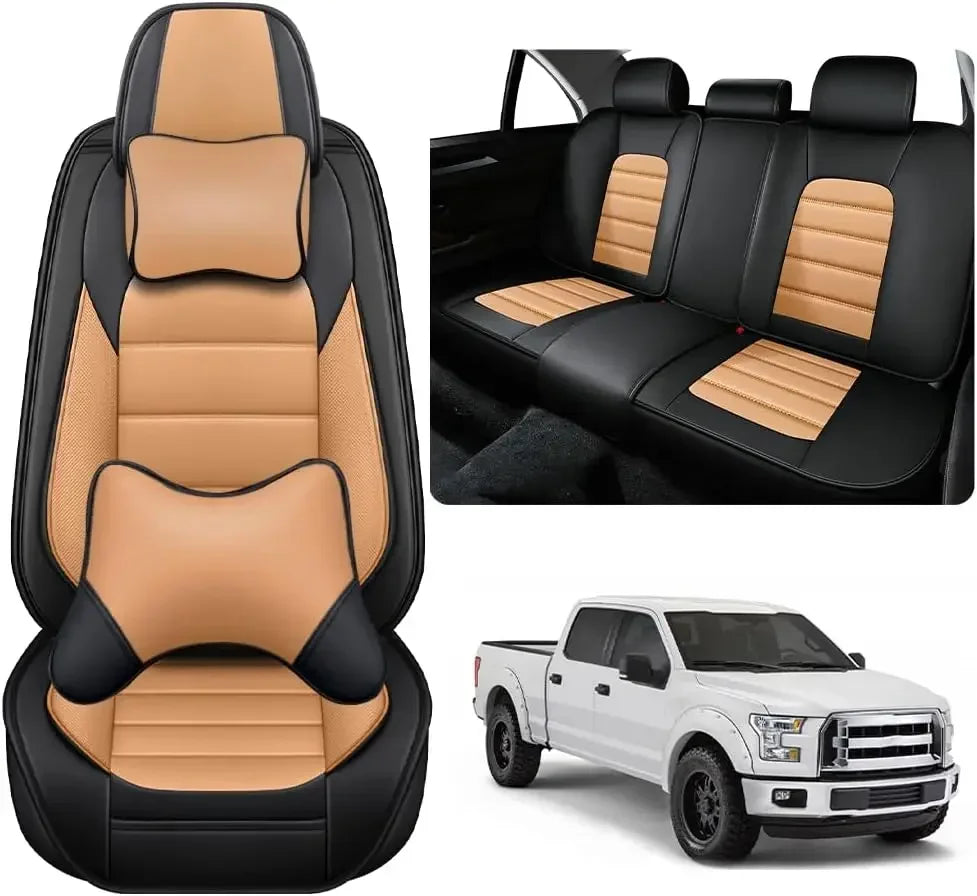 Seat Covers Fit for Toyota Tacoma 2006-2024, Waterproof Nappa Leather Full Coverage Truck Seat Cover, Muscle Sport Style Auto In