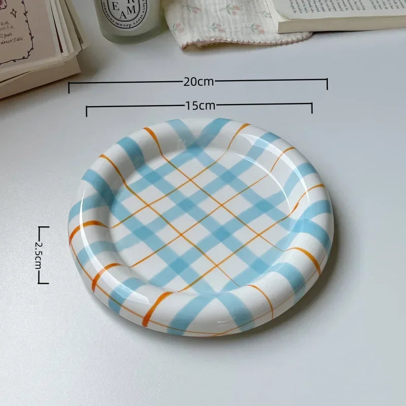 Cute Korean Ceramic Plate Unique Plate For Cake Food Dinner Breakfast Dessert Salad Decorative Dish Table Decorations Small dish