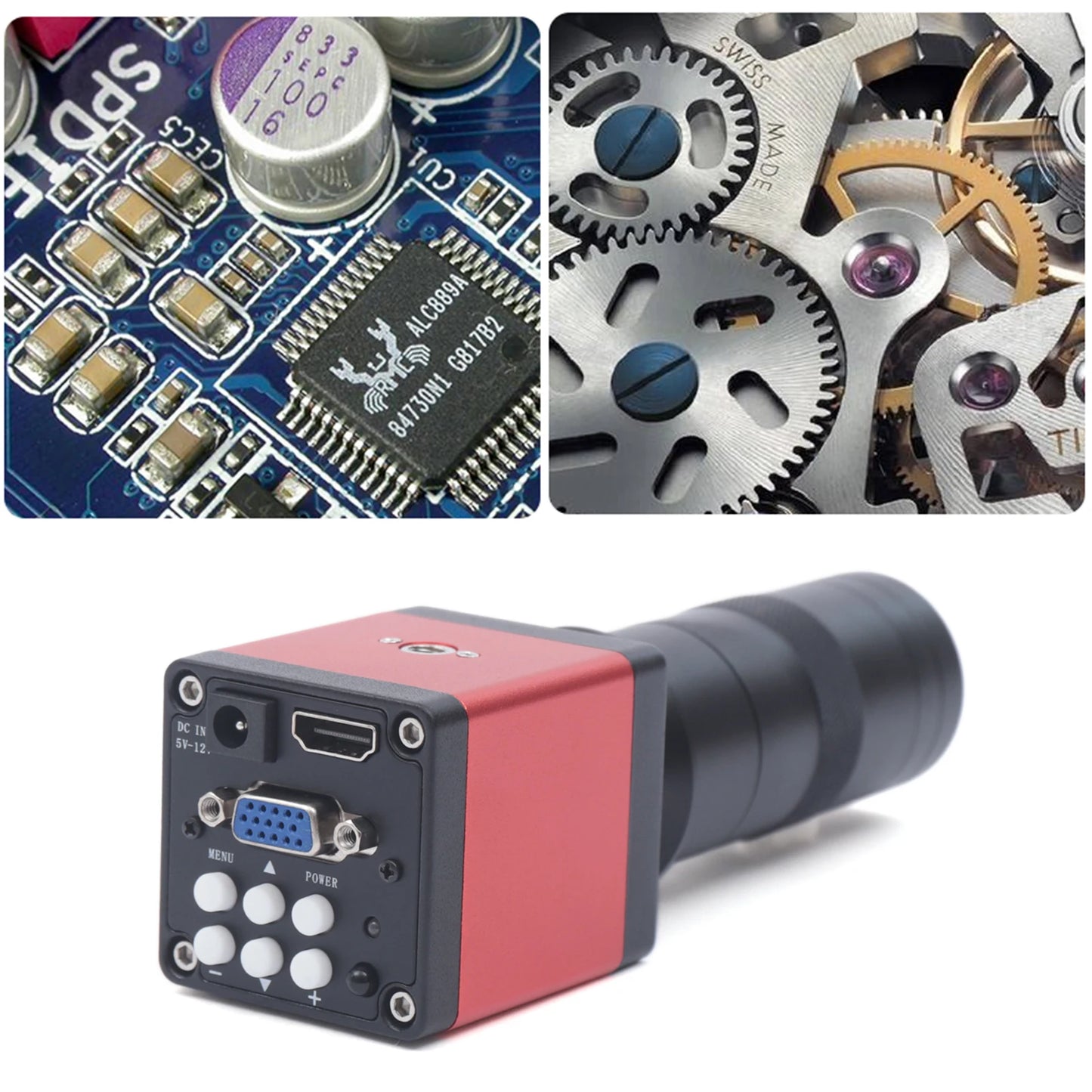 110V HDMI Video Microscope USB Camera 60FPS HD Industrial Video Digital with Remote Control for PCB Board, Hardware, Connector