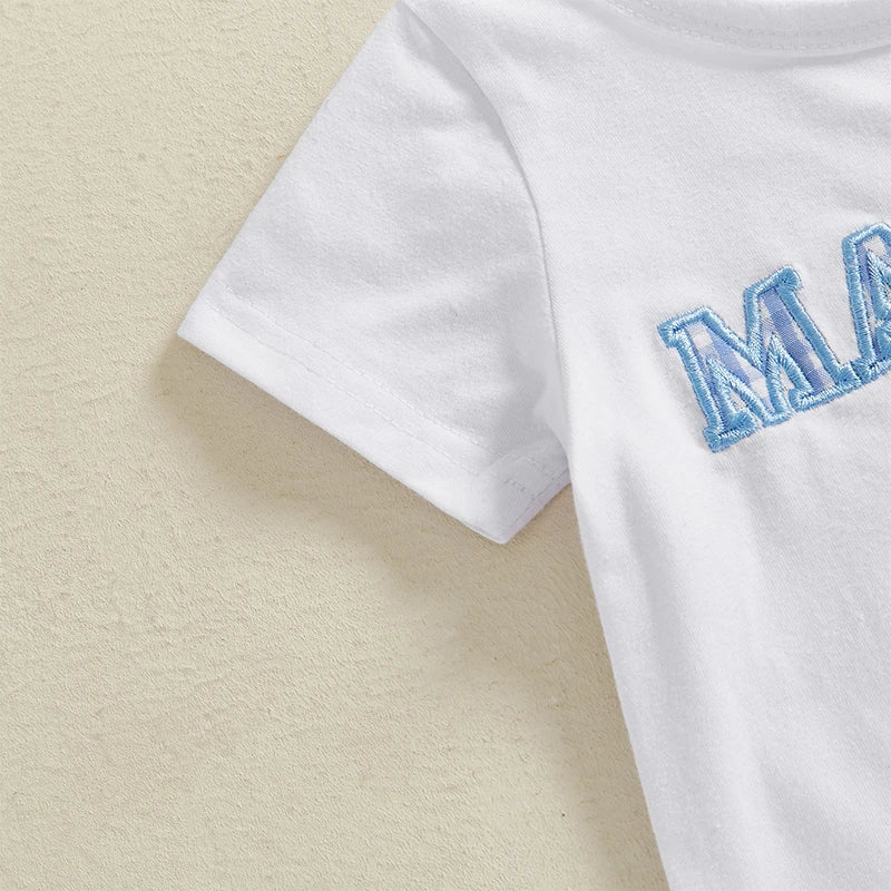 Toddler Boys Casual Outfits Printed Short Sleeve T-Shirt and Elastic Waist Shorts Set for Summer 2 Piece Clothing Set