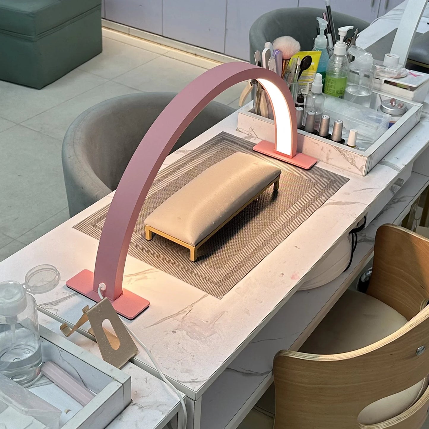 22-inch desk lamp, half-moon LED nail light, nail technology light, three colors of light, adjustable brightness