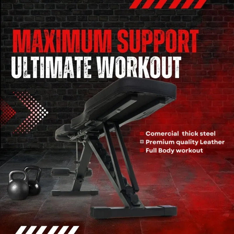 Adjustable Weight Bench - Professional Grade Fitness Equipment for Full Body Workout. Heavy-Duty Steel Construction,