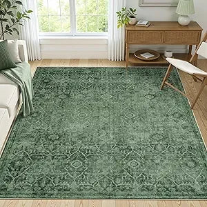 Large Area Rug for Living Room 10x14, Machine Washable Neutral Oriental Farmhouse Rugs for Bedroom, Soft Non-Slip Low Pile Indo
