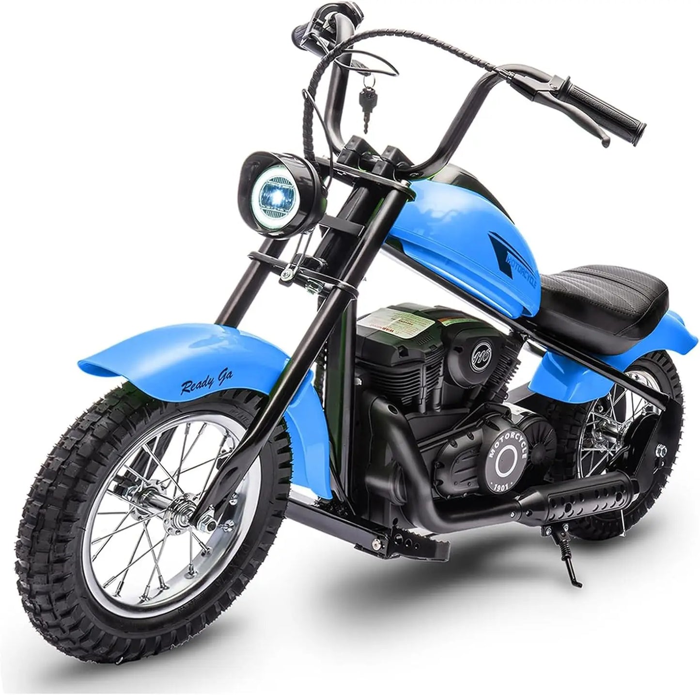 24V Electric Dirt Bike 250W Electric Motorcycle with LED Light Leather Seat Two Speed Max Up to 14MPH