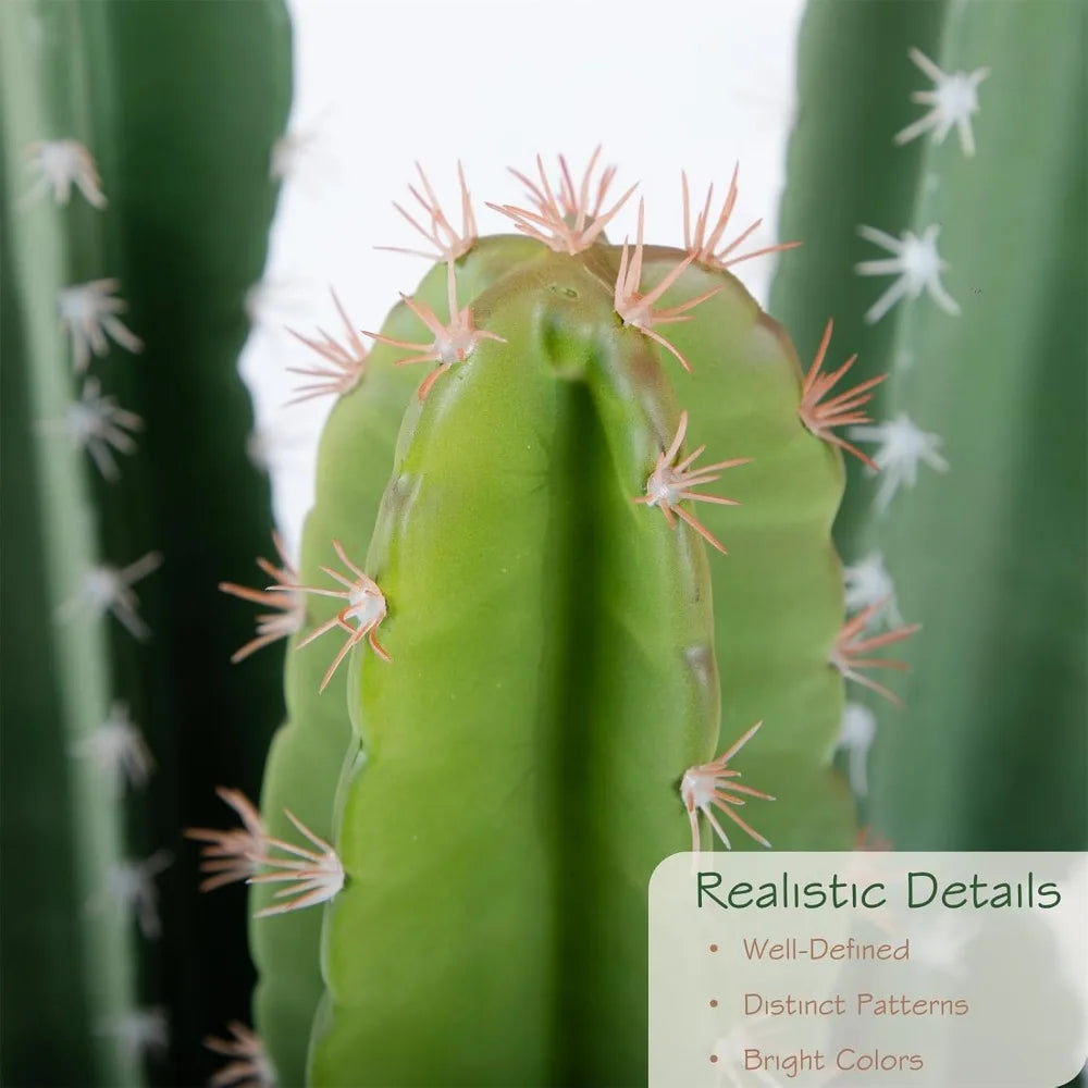 UV Resistant 5ft Large Artificial Cactus with White Decorative Planter, 60in Realistic Faux Cacti Indoor, Lifelike Fake Cactus P