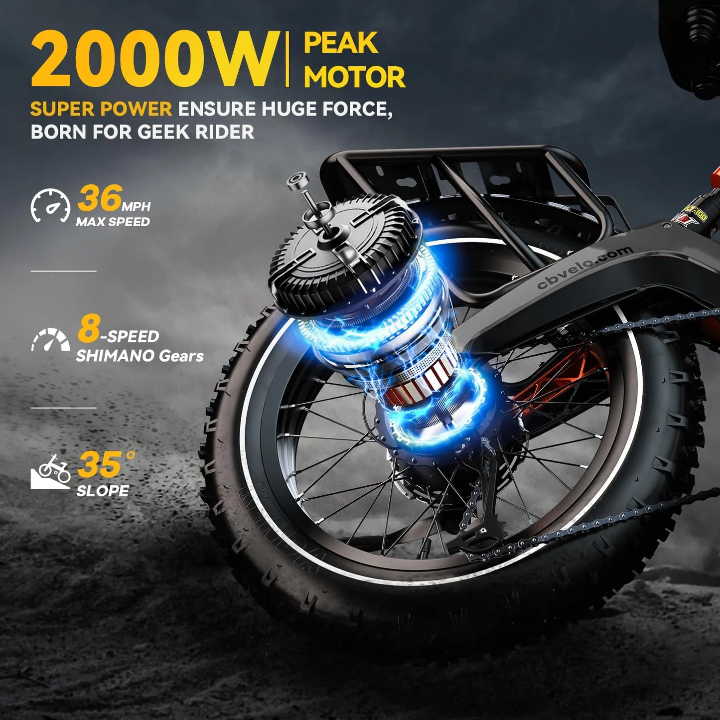 1000W(Peak 2000W)Folding Electric Bike for Adults,35MPH 100Mile,48V 25Ah Removable Battery,20" x 4.0 Fat Tire Foldable Electric