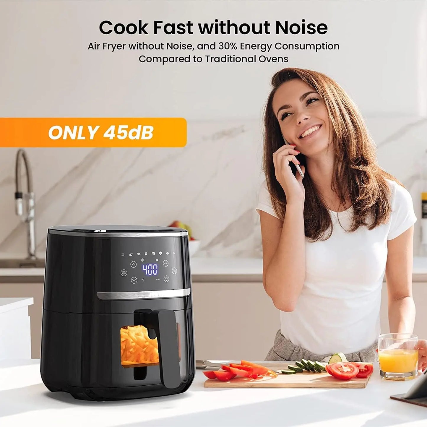 Adoolla Air Fryer Oven 5 Qt Large Oil Free Touch Screen 1500W Mini Oven Combo with 7 Accessories, One-Touch Digital Controls, No