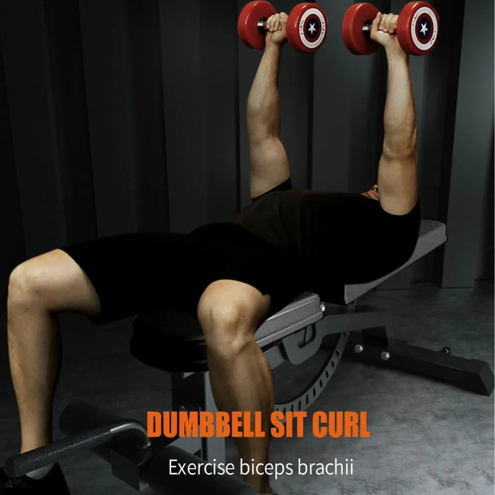 Adjustable Strength Training Bench Press Home Full Body Workout Foldable Weight Benches Gym Multi-functional Fitness Dumbbell