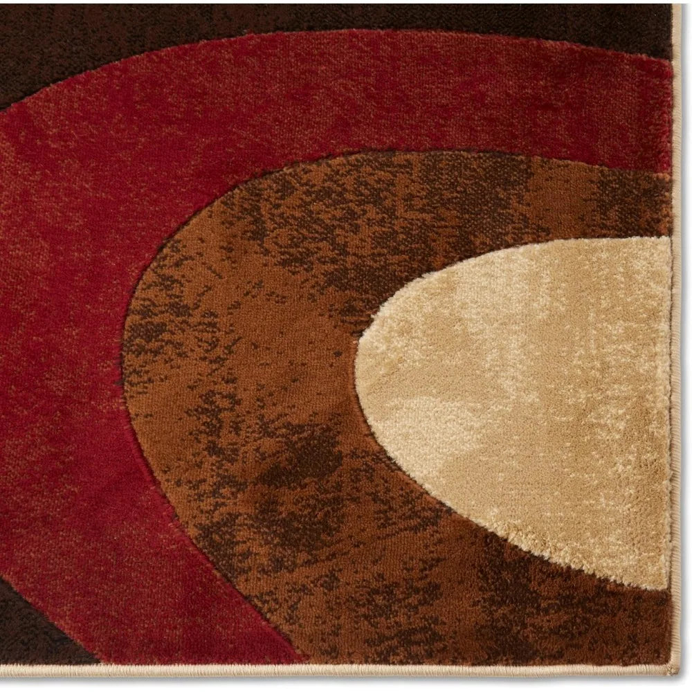 Tribeca Slade Modern Area Rug, Abstract Brown/Red 6'7"x9'10"