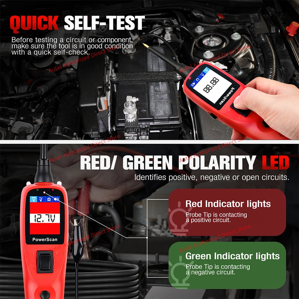 Autel PowerScan PS100 Automotive Circuit Tester, Universal 12V 24V Automotive Power Circuit Probe Kit with 20ft Extension Cable