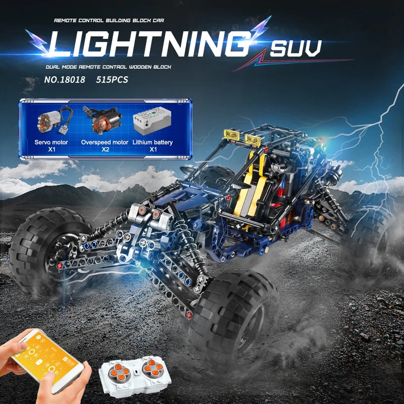 MOULD KING 18018 Technical Blue Lightning Buggy Remote Controlled Building Blocks Toy Set Birthday Gift