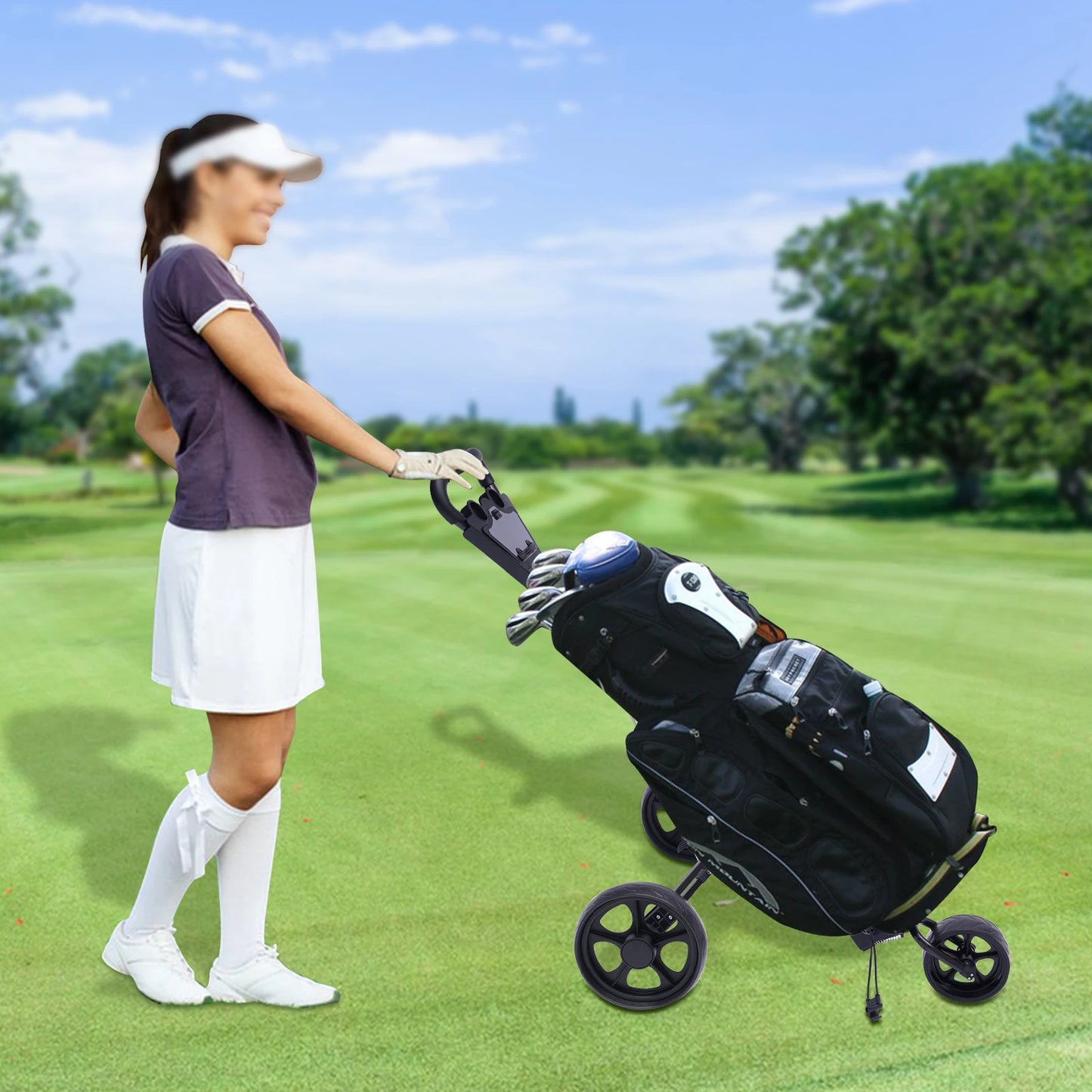 3-wheel Foldable Golf Push Cart Golf Cart Frame Folfing Troller