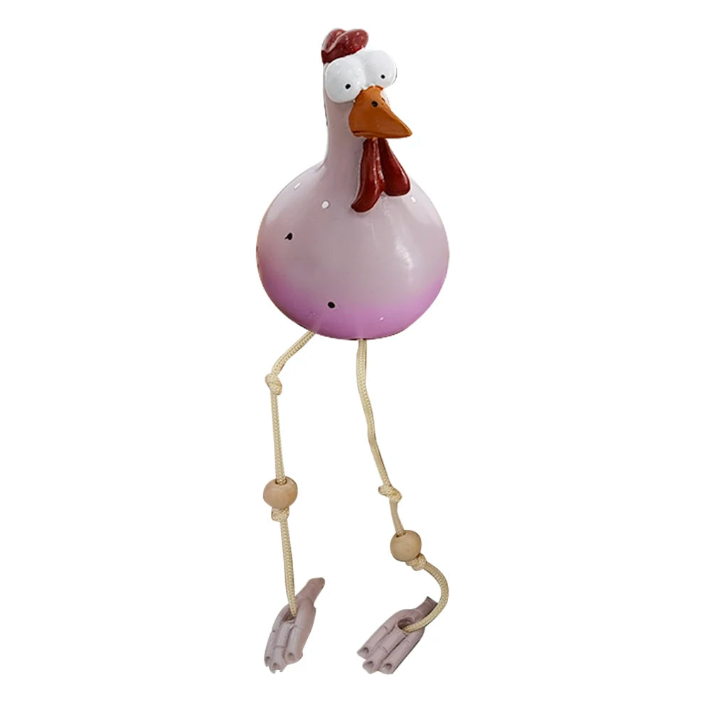 Big-eyed Chicken Creative Sculptures Craft Handicraft Long Feet Art Sculptures Waterproof Perfect Gifts for Outdoor Indoor Yard