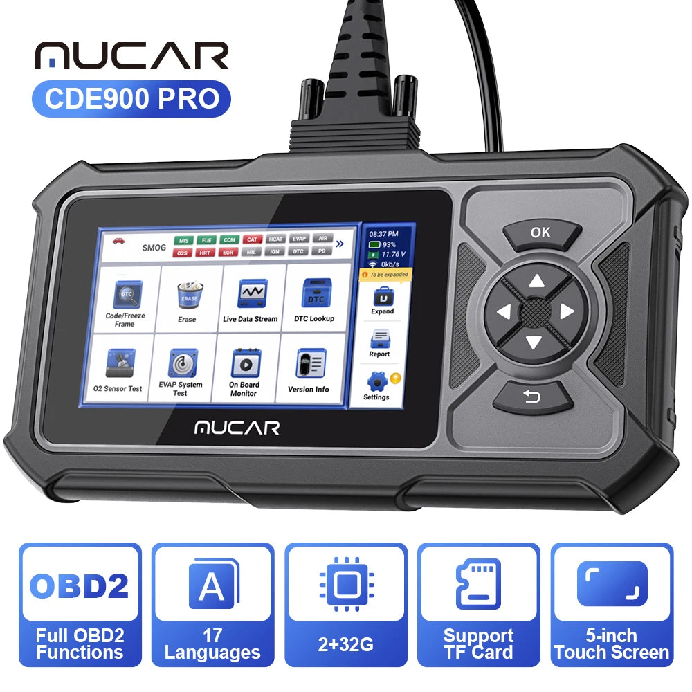 Mucar CDE900 Pro OBD2 Scanner Automotive Obd 2 Car Diagnostic Tools Car Fault Code Reader Support Full System Diagnosis 28 Reset