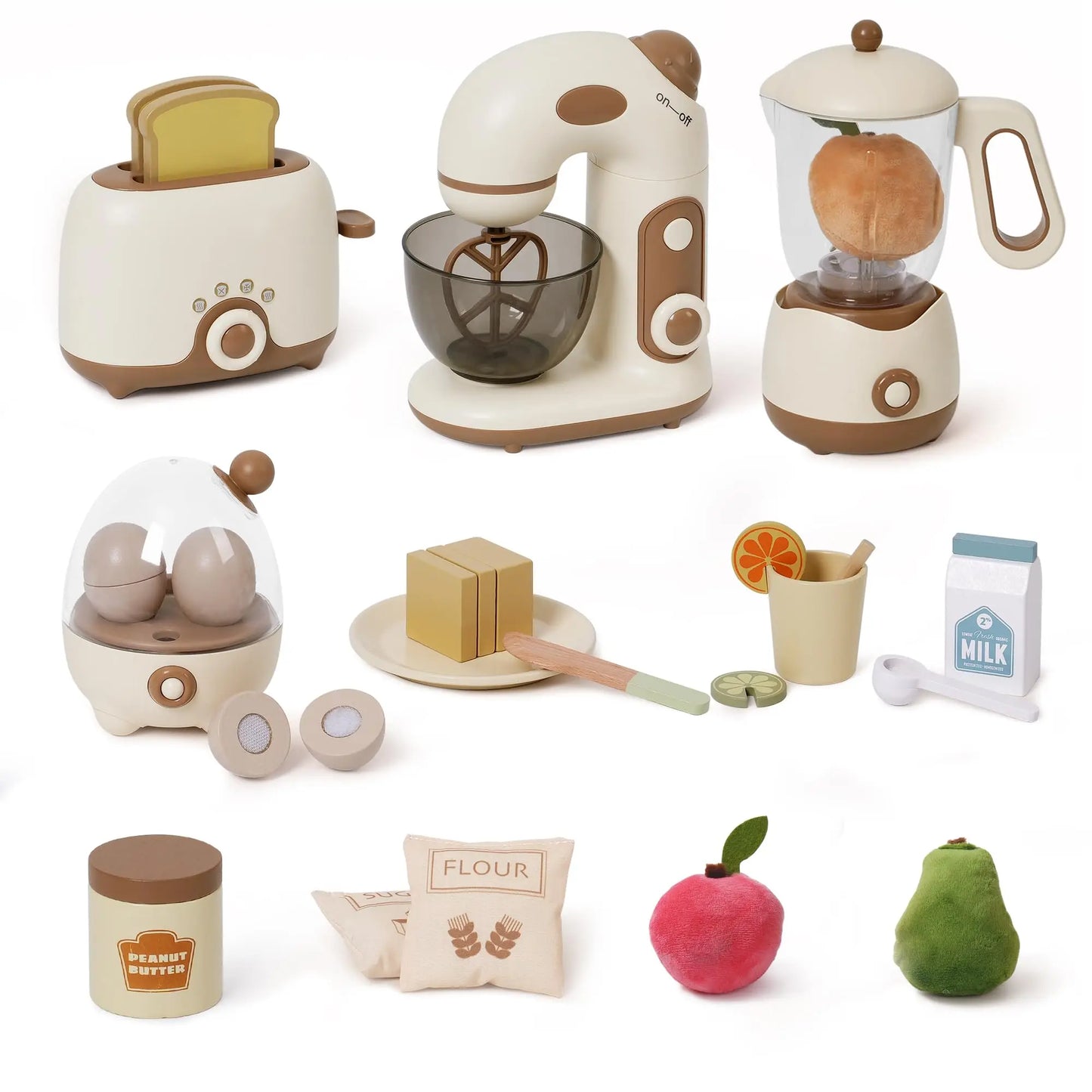 ROBOTIME Wooden Toy Kitchen Set Play Kitchen Blender with Realistic Sounds Play Kitchen Accessories Toy Food Set for Toddlers