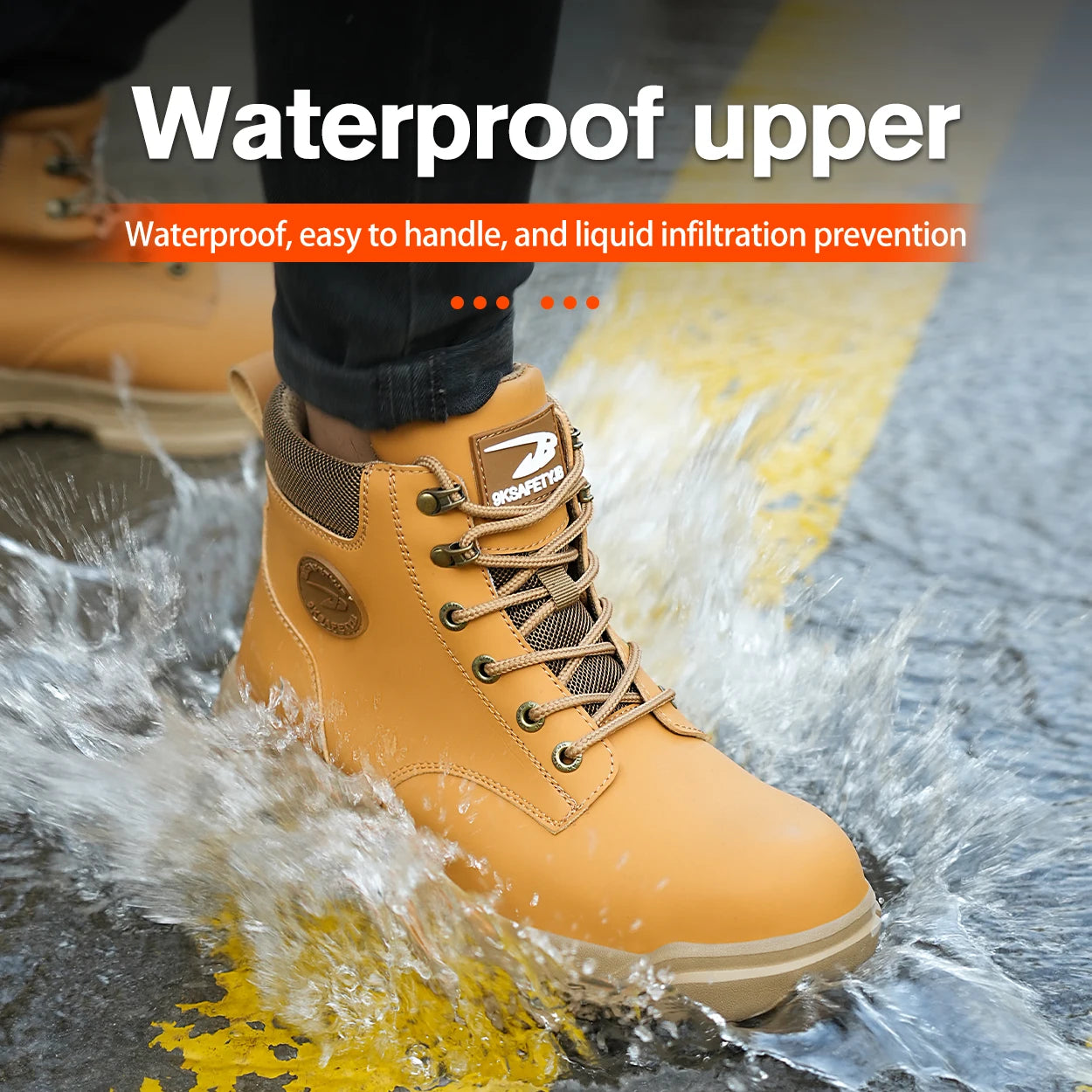 High Top PU Safety Shoes With Metal Toe Cap Breathable