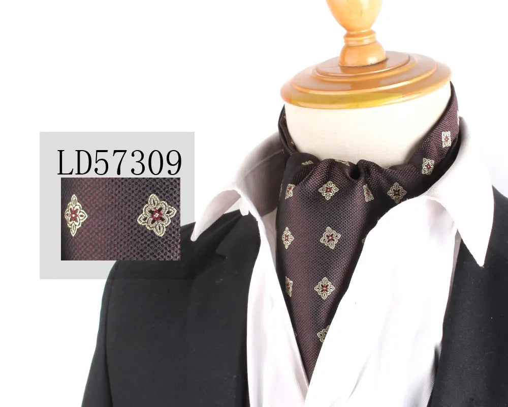 Jacquard Floral Paisley Cashew Tie Wedding Formal Cravat Ascot Scrunch Self British Gentleman Polyester Neck Tie For Men Luxury