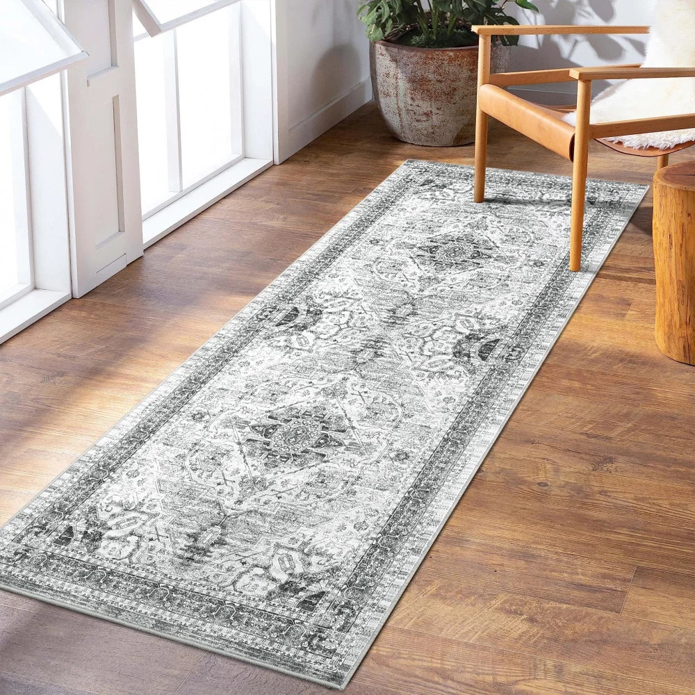 2x6 Washable Hallway Runner Rug Vintage Rug Non Slip Bottom Room Rug, Floor Carpet for Enterway, Laundry Room, Low Profile Rug