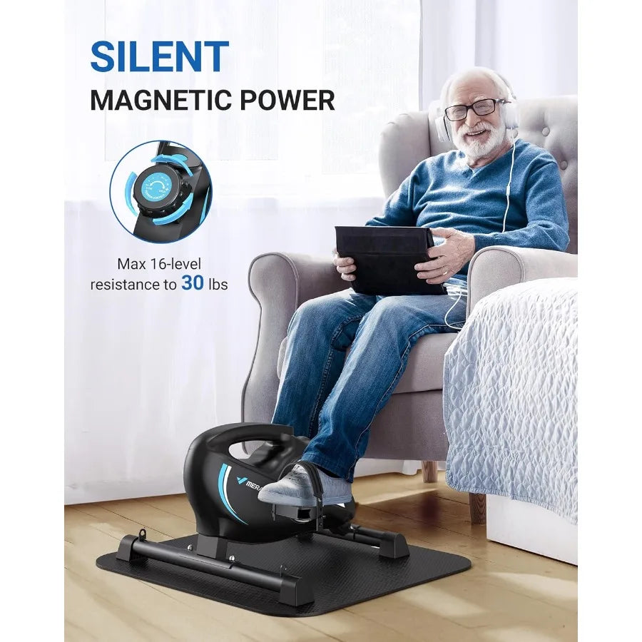 Under Desk Bike Pedal Exerciser, Quiet Magnetic Mini Exercise Bike for Arm, Leg Recovery, Physical Therapy, Smooth Foot Desk Cyc
