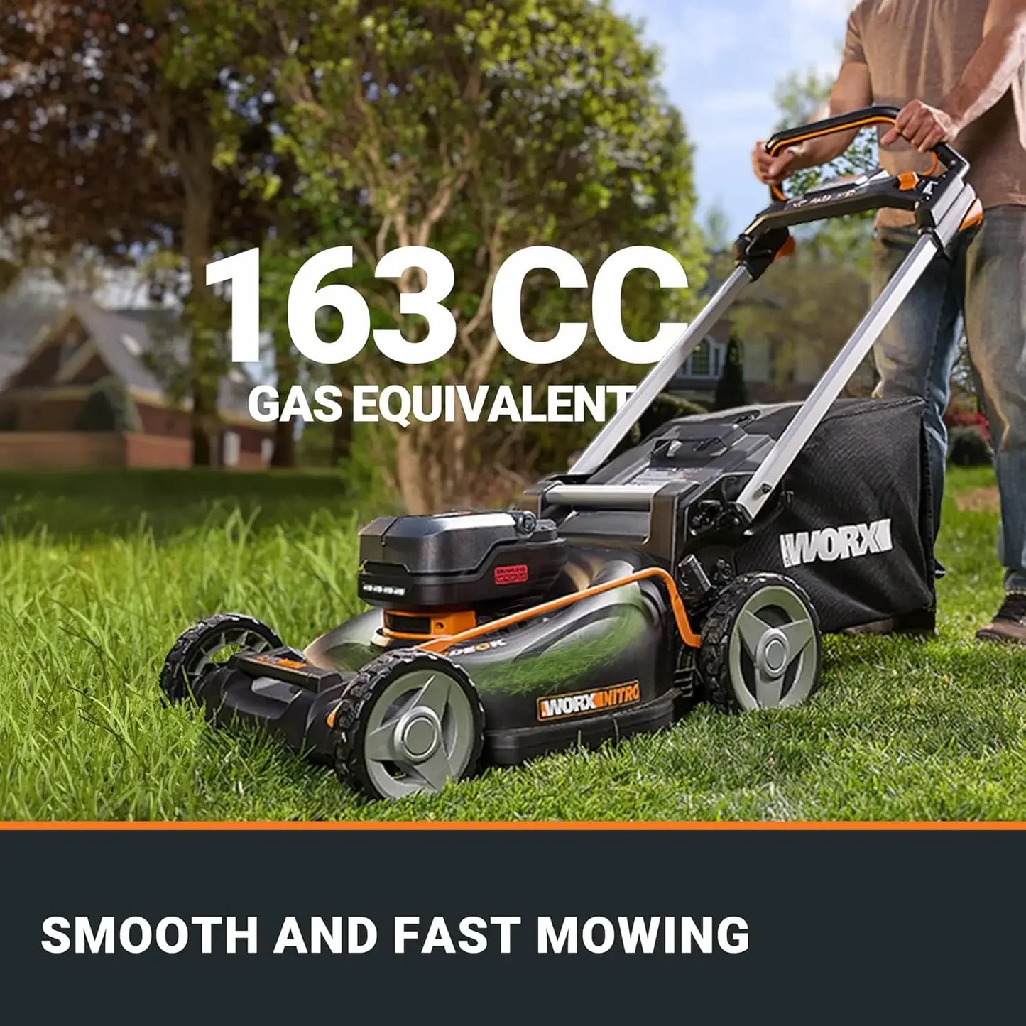Nitro 40V 21" Cordless Lawn Mower with Aerodeck & Intellicut, Electric Mower with Variable Speed, Self-propelled Lawn Mower