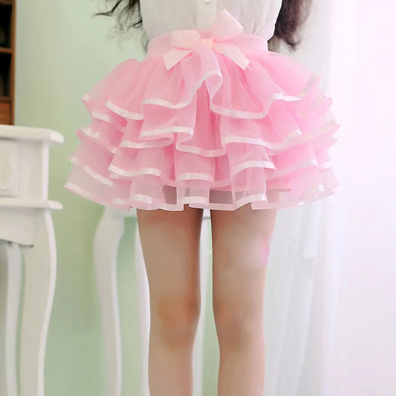 1pcs Four Season Girls Mini Tutu Princess Skirt Baby Girl Ballet Dance Skit Children Clothing Kids Fluffy Colorful Cake Skirts