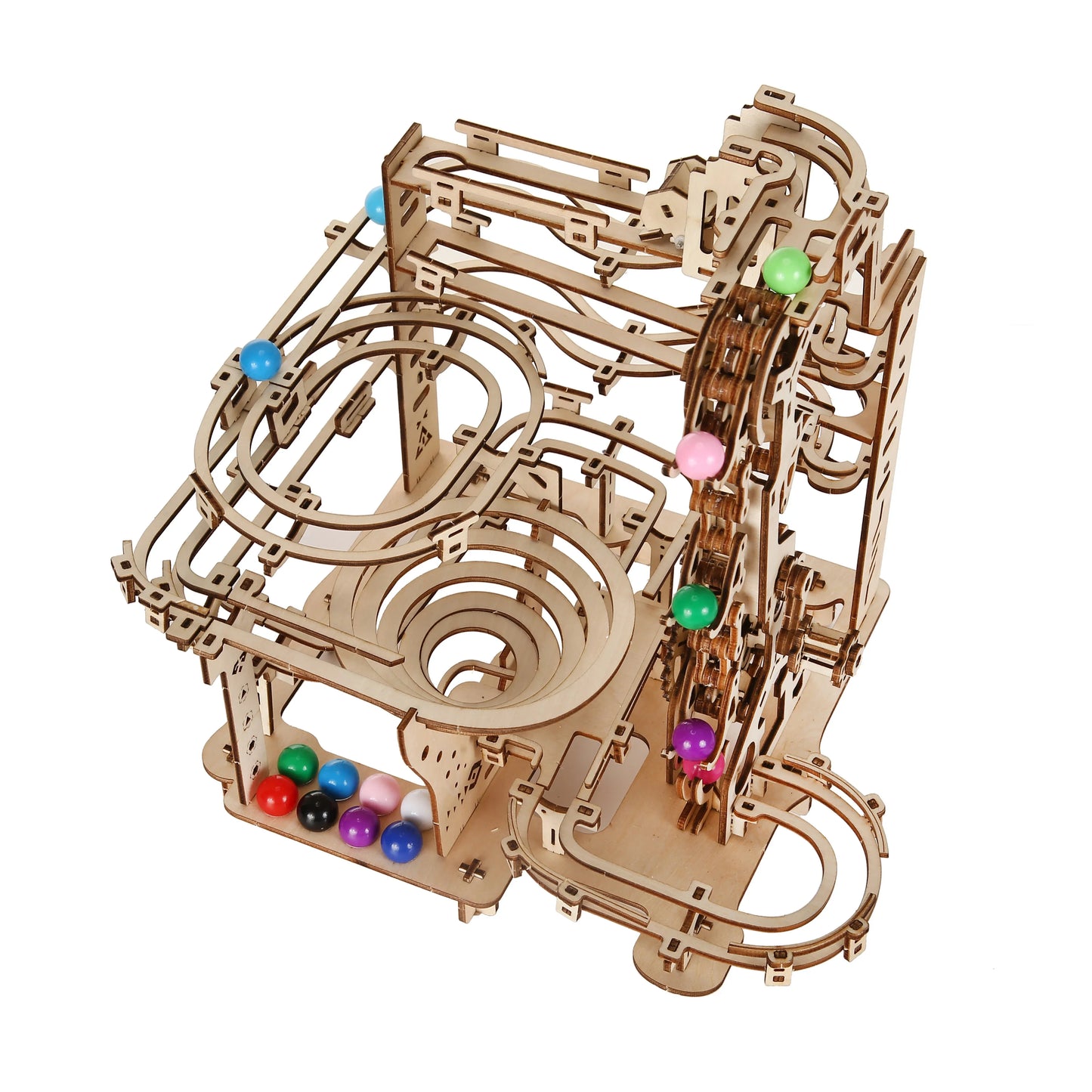 Track Pulley DIY 3D Wooden Puzzle Kit for Kids and Adults