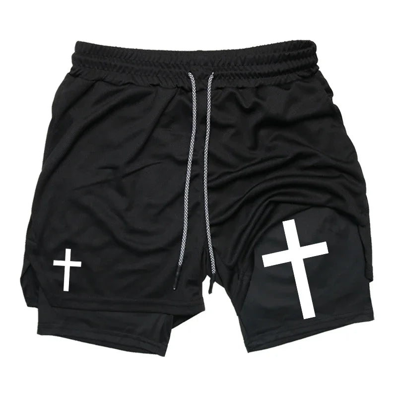 Cross 2 In 1 Workout Shorts For Men With Phone Pocket