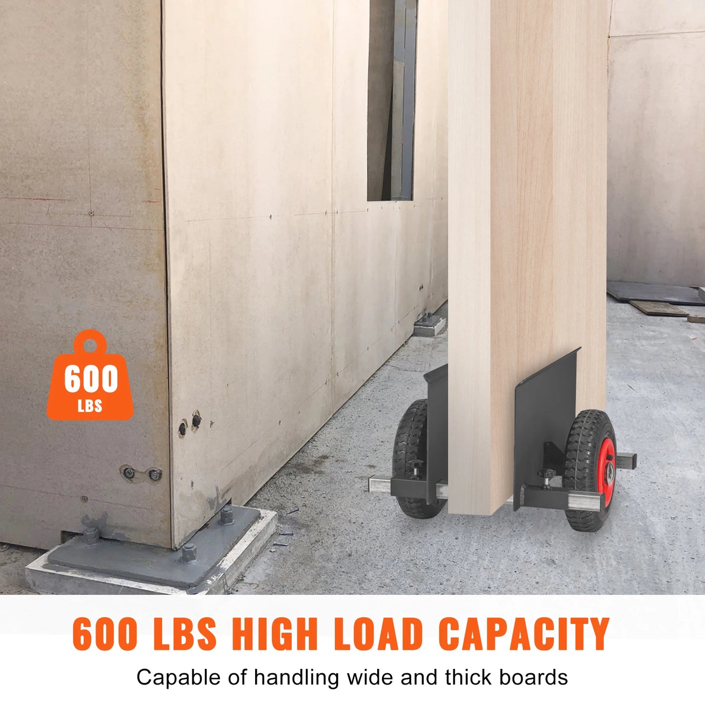 SucceBuy 600 lbs Panel Slab Dolly Terrain Moving Cart with Pneumatic Wheels Adjustable Clamp for Drywall Sheet Material Handling