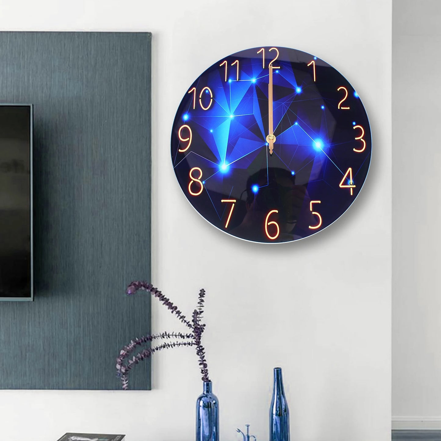 Ultra Thin Glass Wall Clock with Silent Movement Rust Resistant Metal Pointers High Light Transmission Easy to Hang for Home Decor