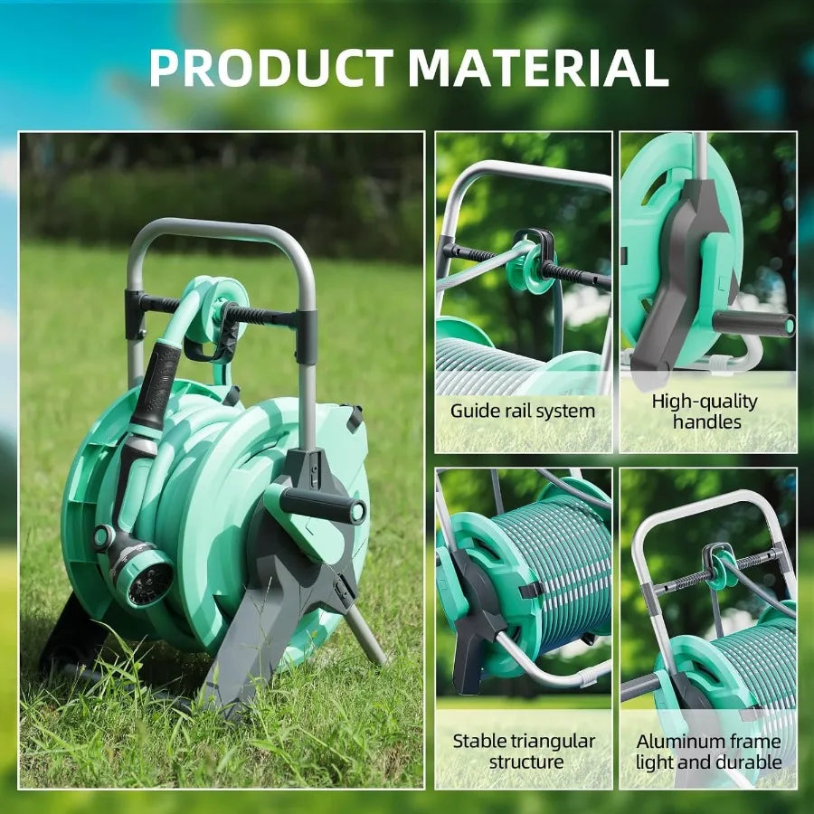 Portable Garden Hose Reel Cart Hold Up to 5075 Ft Hose Garden Hose Holder Tools With BuiltIn Guide for Outside Car Washing Wate