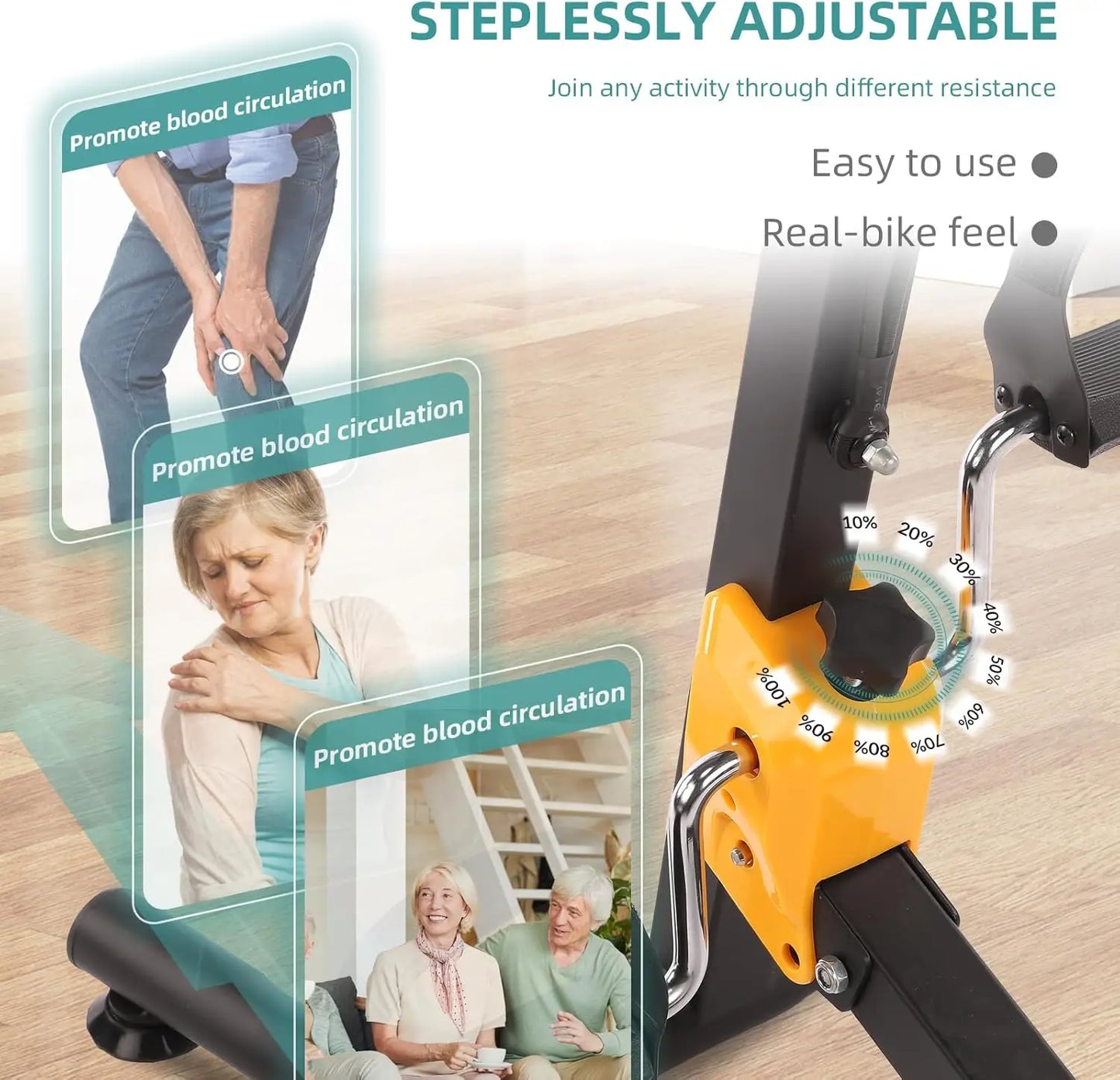 Pedal Exercise Bike for Seniors, Hand Arm Leg & Knee Peddler Adjustable Fitness Equipment, Folding Recovery Physical Therapy Hom