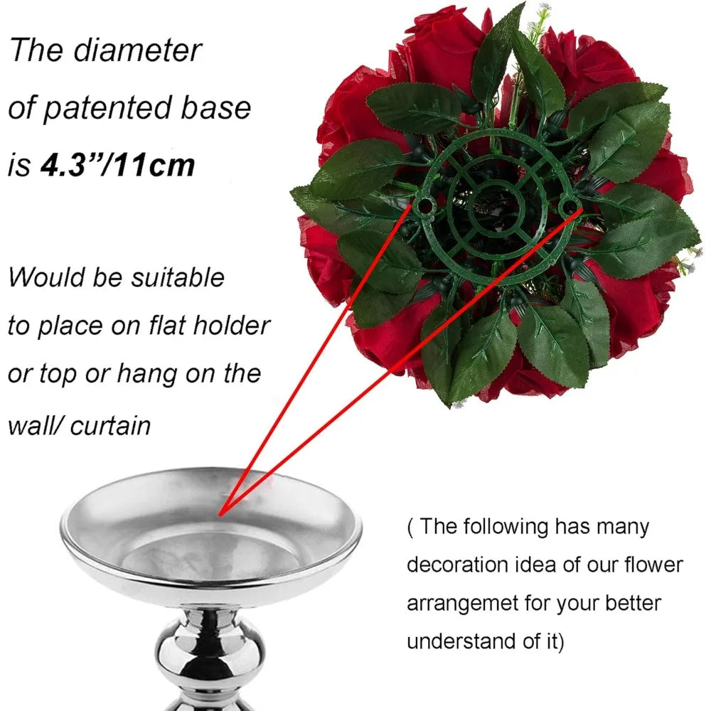 Flower Centerpieces for Tables Wedding: 10 Pcs Crimson Red Artificial Rose Flowers Balls Decoration - Fake Silk Kissing Floral