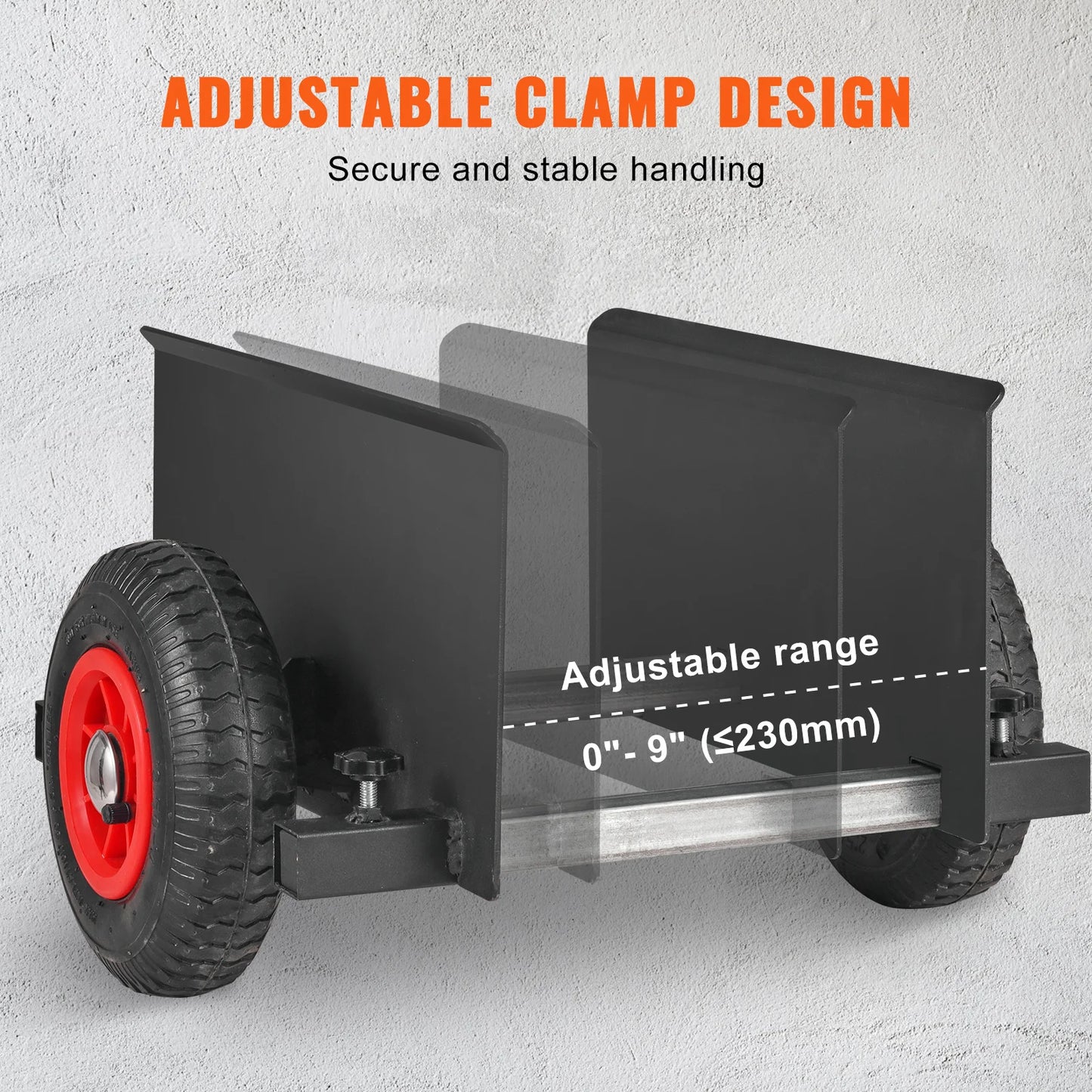 SucceBuy 600 lbs Panel Slab Dolly Terrain Moving Cart with Pneumatic Wheels Adjustable Clamp for Drywall Sheet Material Handling