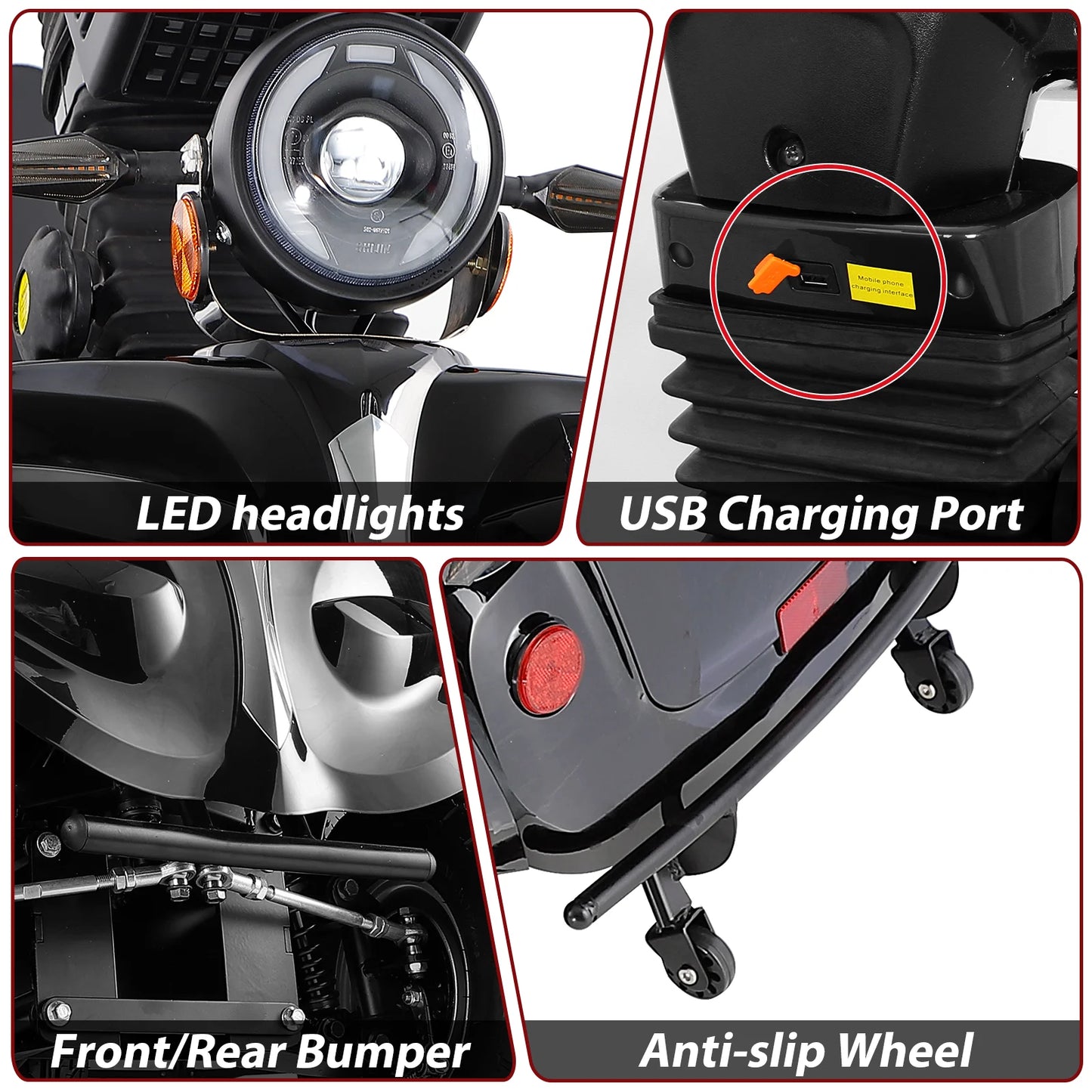 1000W Heavy Duty 4 Wheel Mobility Scooters 500lbs Weight Capacity, Powered Mobility Scooters for Seniors & Adult, 3 Speed Contro