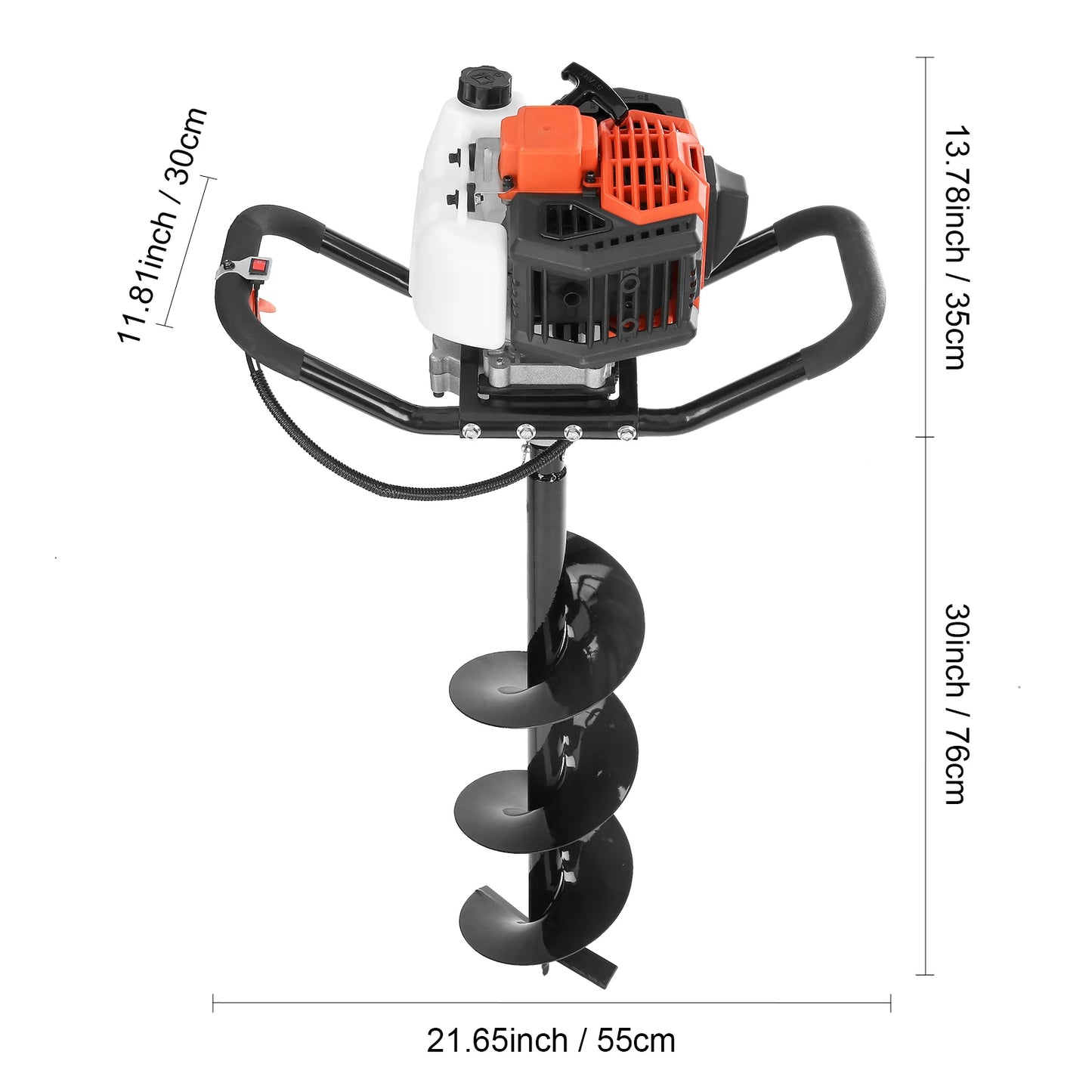 SucceBuy Fuel-powered Auger Post Hole Digger Gas Powered Earth Auger Borer Ground Petrol Earth Auger Post 52cc/43cc Hole Digger