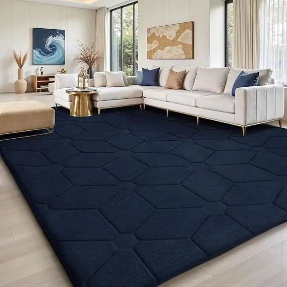 Area Rugs 9x12 Living Room, Soft Large Area Rug Fluffy Grey Rugs for Bedroom,Machine Washable Area Rug Non Slip Carpet Rug for