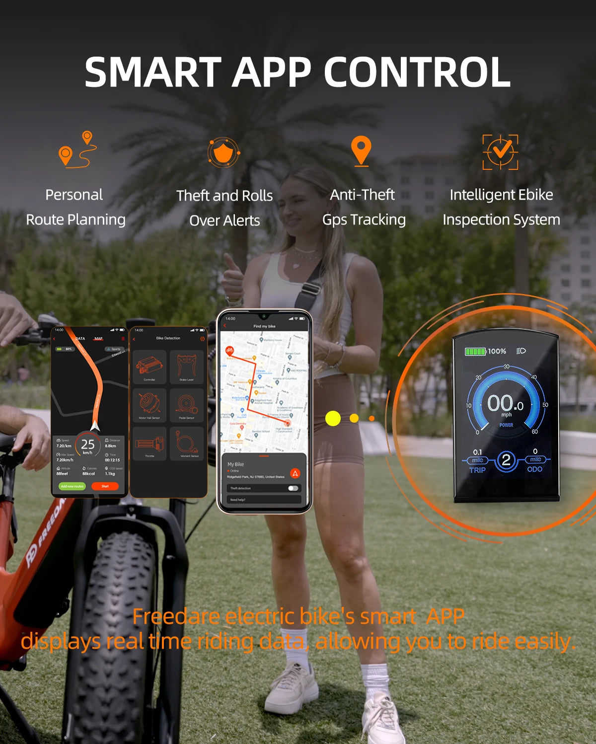 Smart Electric Mountain bike 48V 1000W (Peak W) Motor e dirt bike 26"*4.0" Ebike Adult motor Electric Bicycle with Basket