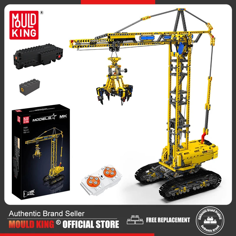 Mould King 17059 Technical Car Toys Remote Control Crawler Crane Model Compatible With 42042 Building Block Kids Christmas Gift