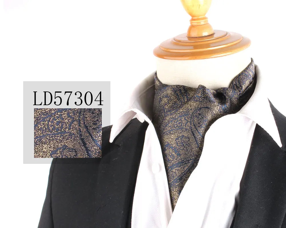 Jacquard Floral Paisley Cashew Tie Wedding Formal Cravat Ascot Scrunch Self British Gentleman Polyester Neck Tie For Men Luxury