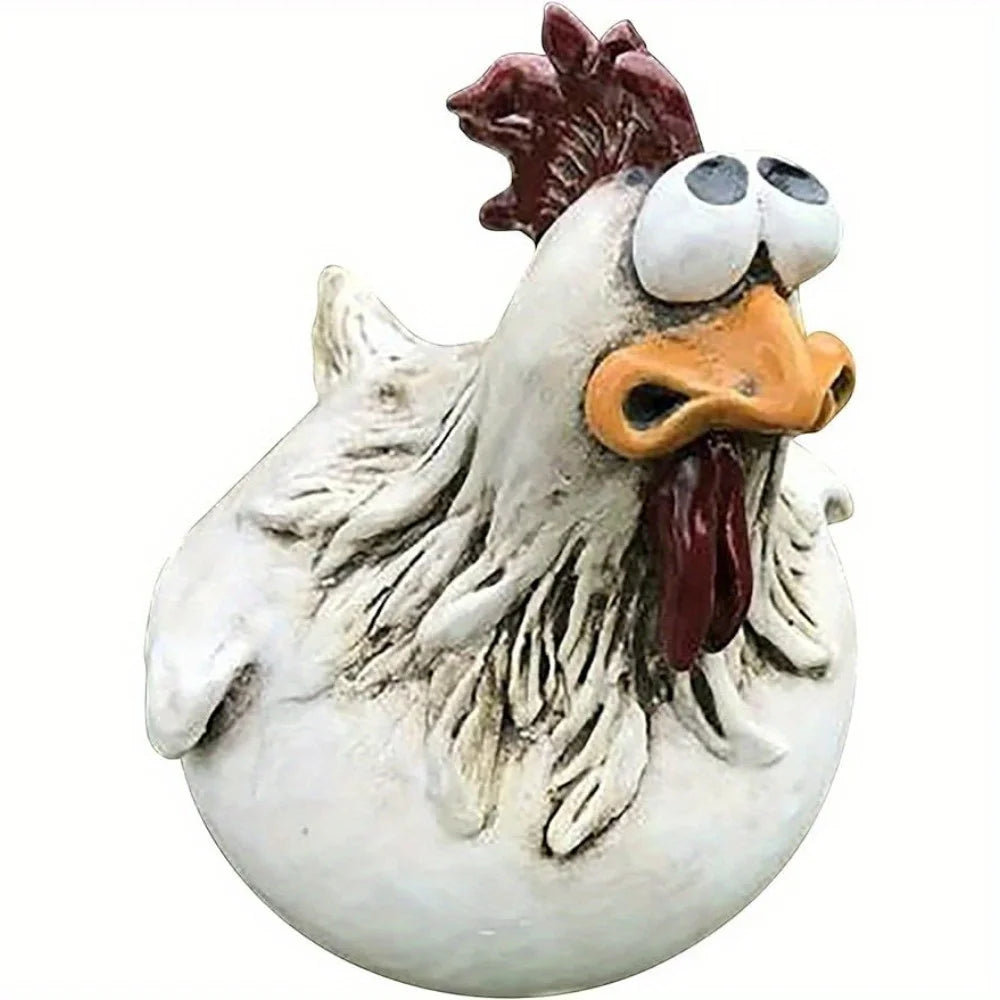 1Pc Resin Funny Chicken Surprise Hen, Used for Farm Garden Fence Decoration Worker Statue Crafts, as a Gift to Friends m