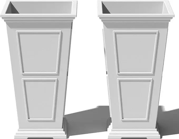Tall Plastic Planter - Large Outdoor Planter for Front Porch | Weather Use -Crack Resistant All