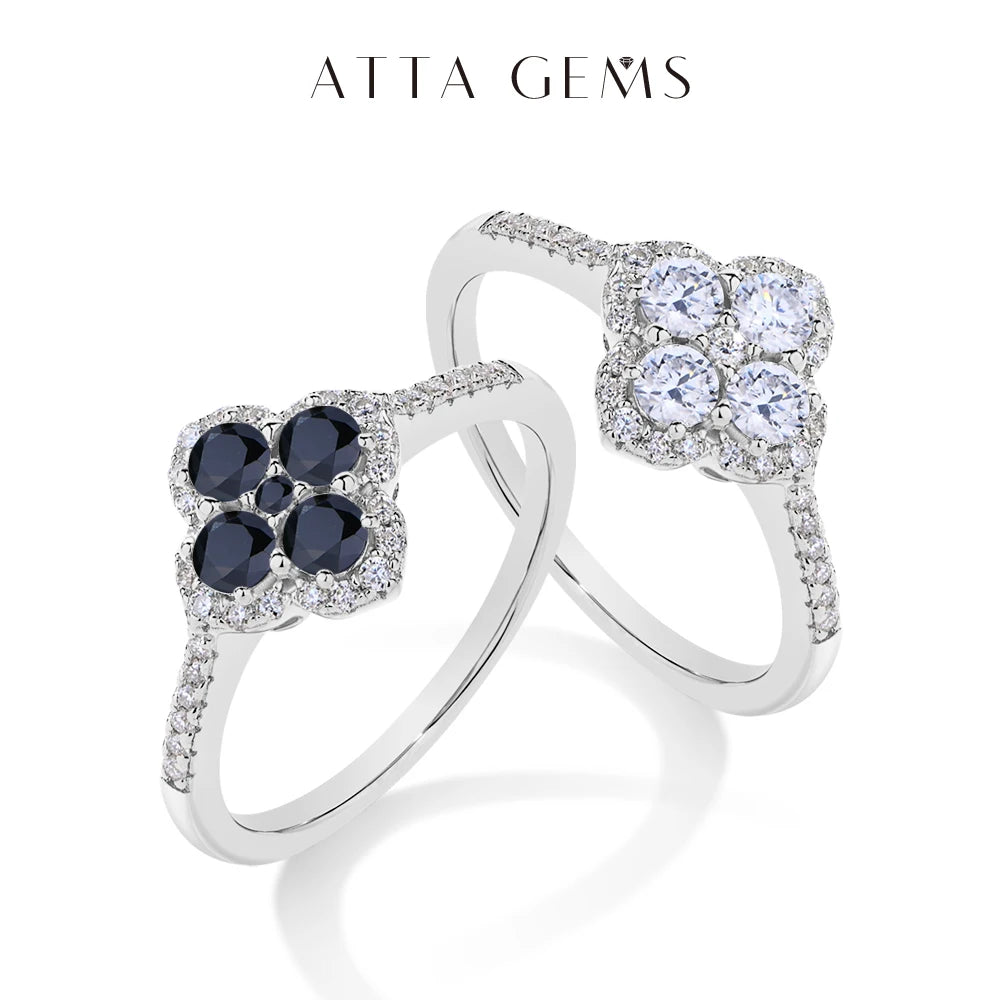 ATTAGEMS Full D VVS1 Moissanite Ring 100% S925 Sterling Silver for Woman Girl Birthday Party Jewelry Gifts Shipping from the USA