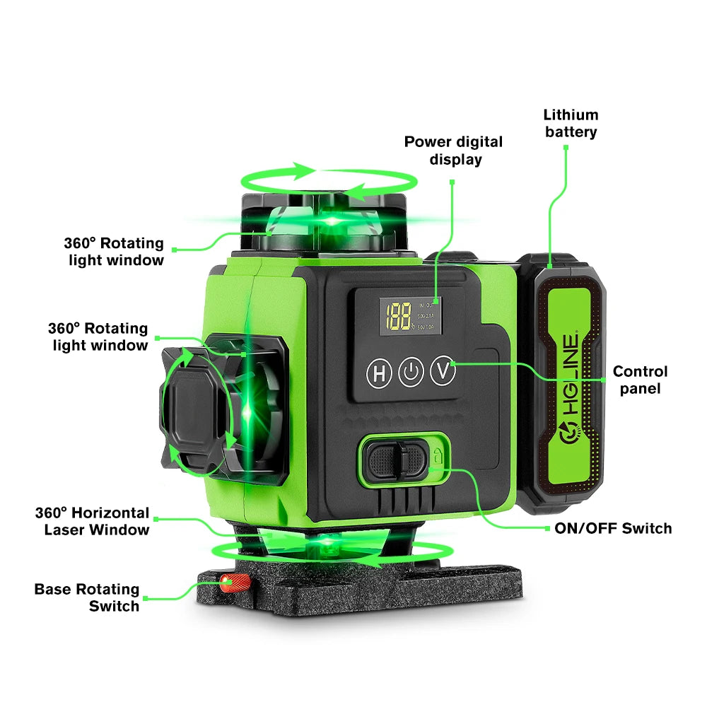 HGLINE 4D 16 Lines Laser Level With Tripod And APP Remote Control Self-leveling 360 Horizontal Vertical Professional Laser Level