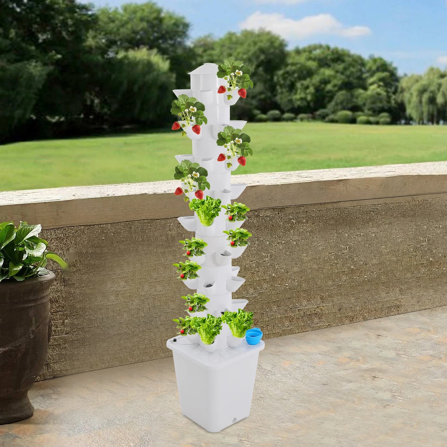 45-Holes Hydroponic Garden Vertical Tower| Hidroponia Growing System Vegetable Planter for Balcony Garden Greenhouse