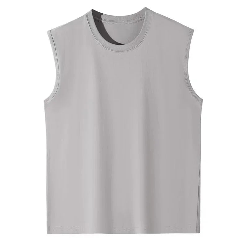 2025 Summer Basic 100% Cotton Women Tank Tops Plus Size Fashion Solid Color O-Neck Sleeveless Loose T Shirt Sports Running Vest