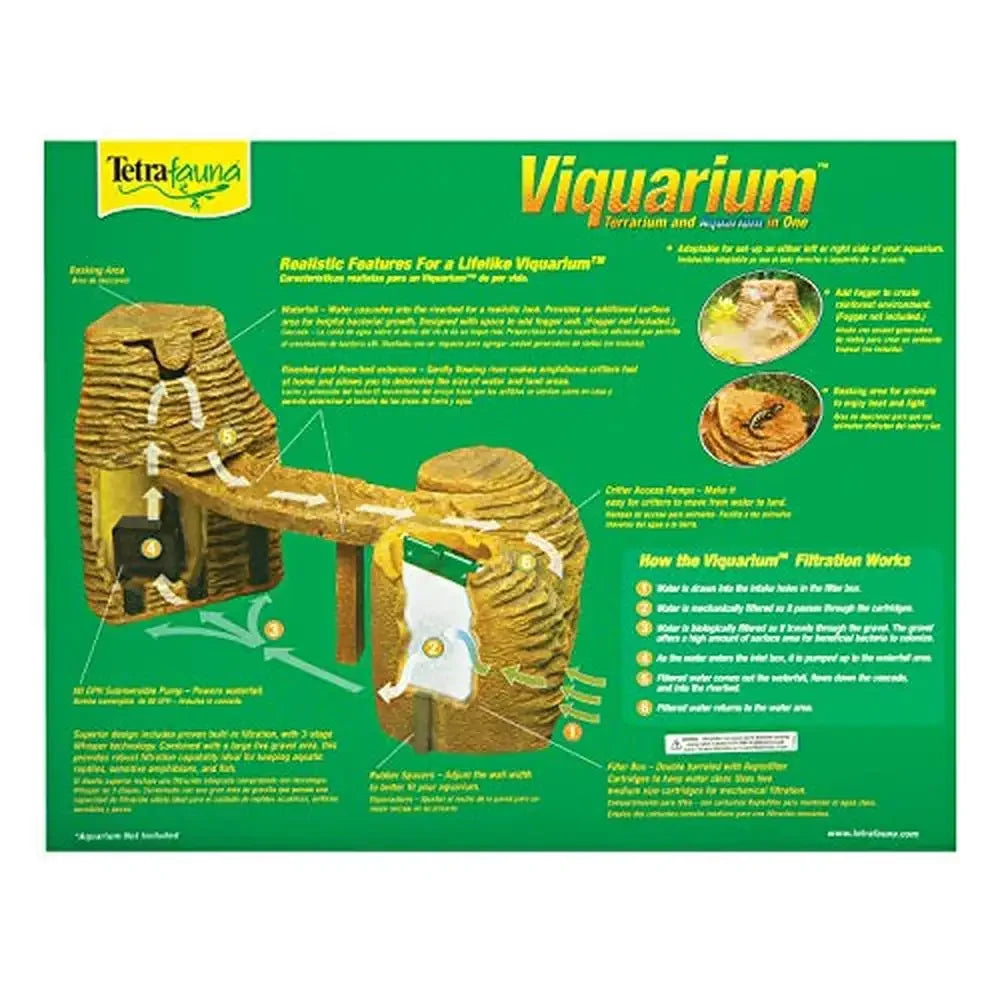 Fauna Viqaquarium All In One Terrarium Aquarium for Aquatic Reptiles Amphibians with Cascading Waterfall Basking Areas and Easy Climb