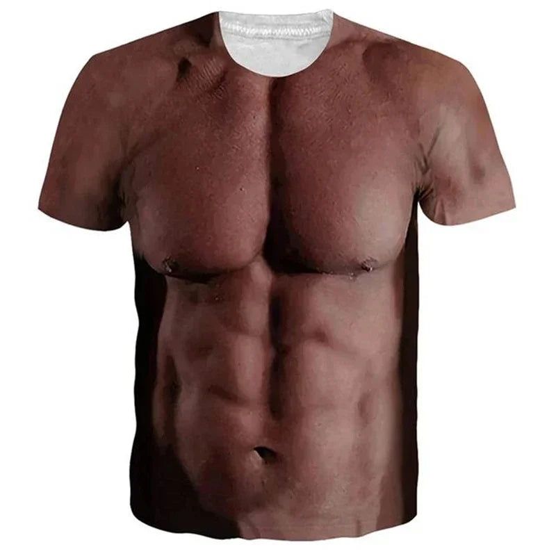 Funny Muscle Body 3D Printed T-shirt Mens Designer Clothes Streetwear Short Sleeve Top Tees Ugly Chest Hair T Shirt Clothing