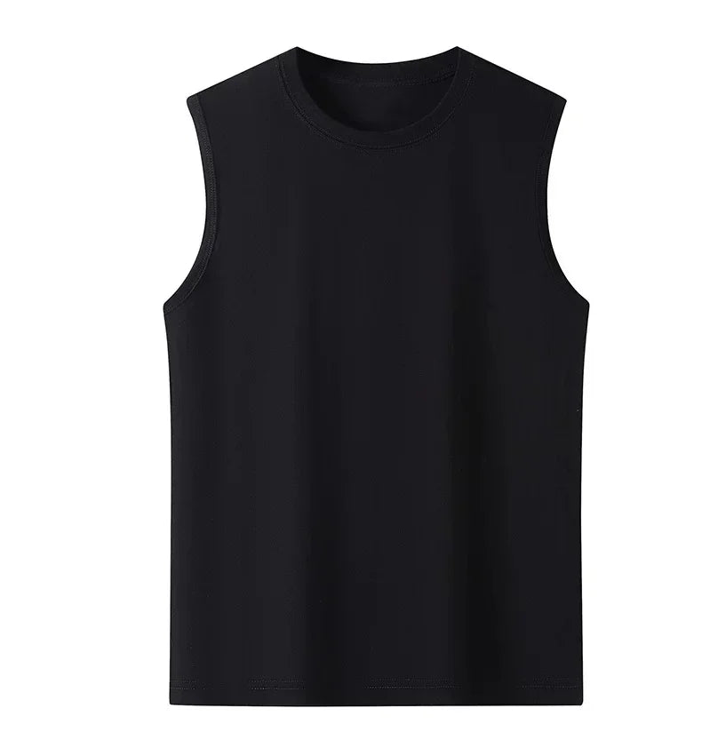 2025 Summer Basic 100% Cotton Women Tank Tops Plus Size Fashion Solid Color O-Neck Sleeveless Loose T Shirt Sports Running Vest